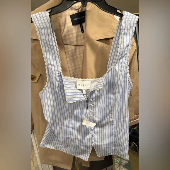 Mable Blue and White Striped Tank Large - Picture 3 of 4